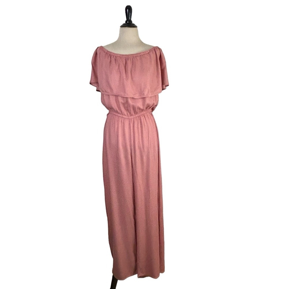 ALTAR'D STATE Pink Jumpsuit S Off Shoulder Wide Leg Coquette Party Feminine - Picture 3 of 12